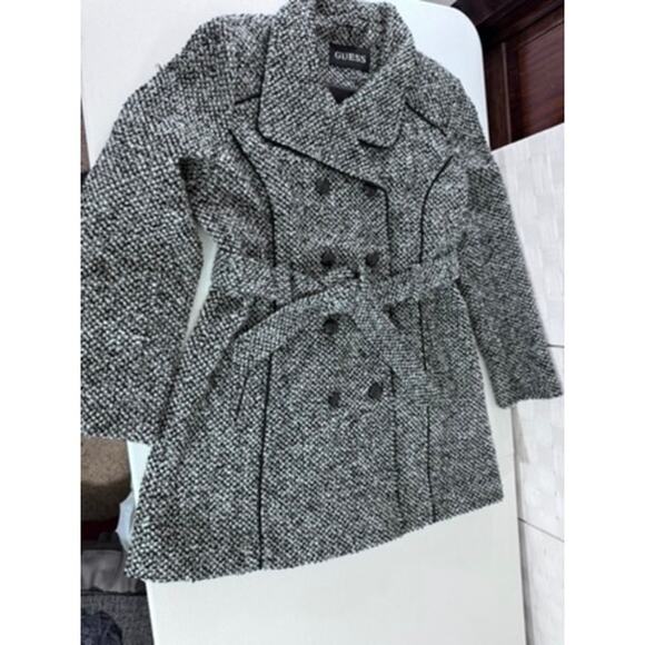 NEW!!! "GUESS" Wool Blend Double Breasted Trench Coat SZ 2XL Belted Quiet Luxury - Picture 9 of 15